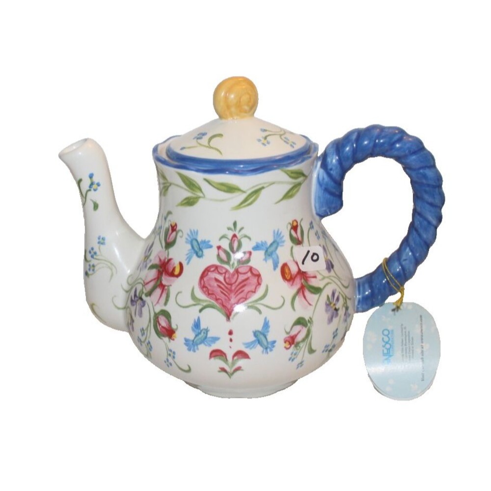 Vintage Pamela Silin-Palmer Art Teapot with Floral and Heart Design